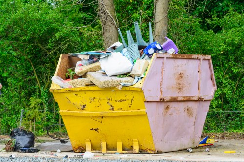 Construction site with various waste materials ready for clearance