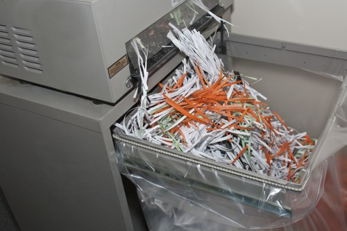 Photo of commercial waste bins with accessible placement for service users